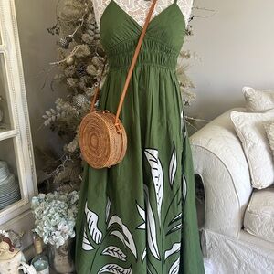 NWOT Japna Green and White Maxi Dress